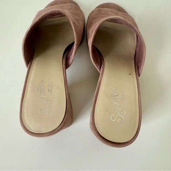 SEYCHELLES Dusty Rose Suede Leather Block Heel Mules—SZ. 7.5 - Picture 8 of 17